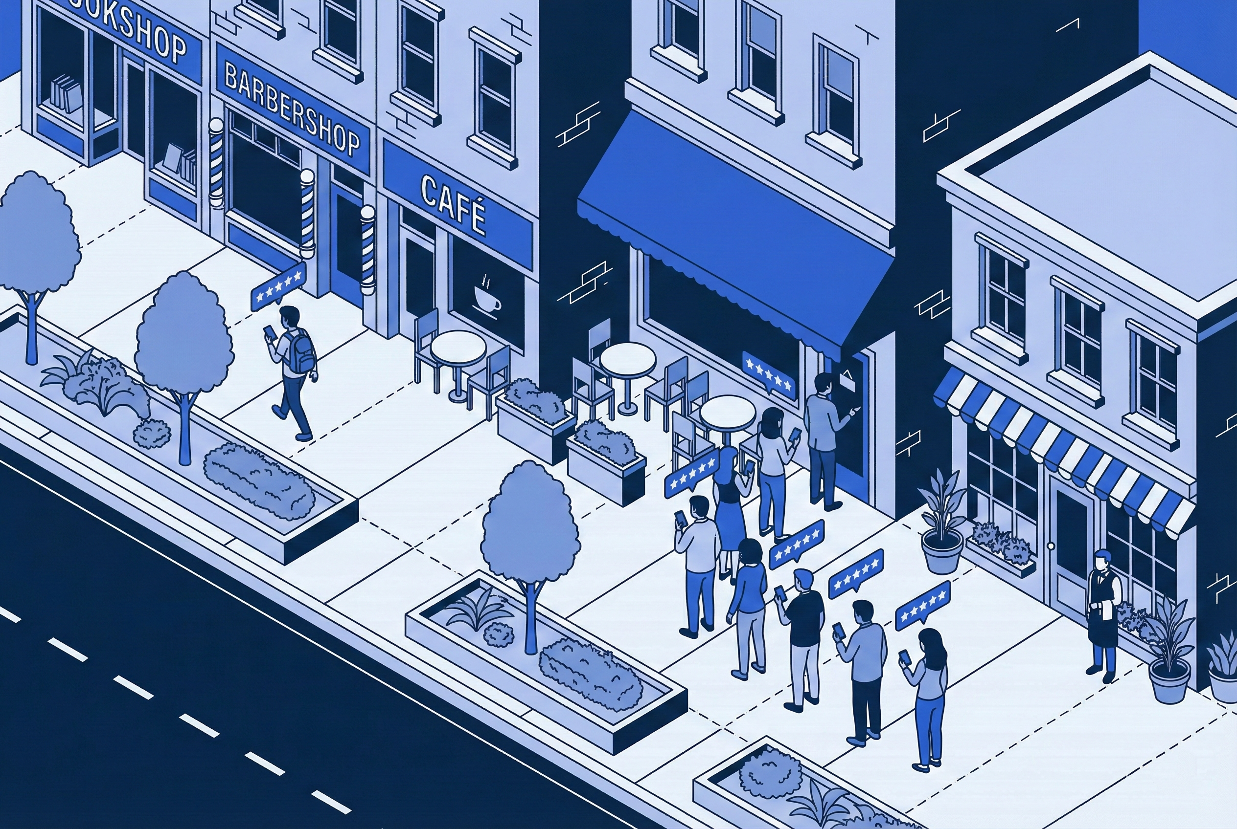 Person eating at a restaurant recommended by an algorithm