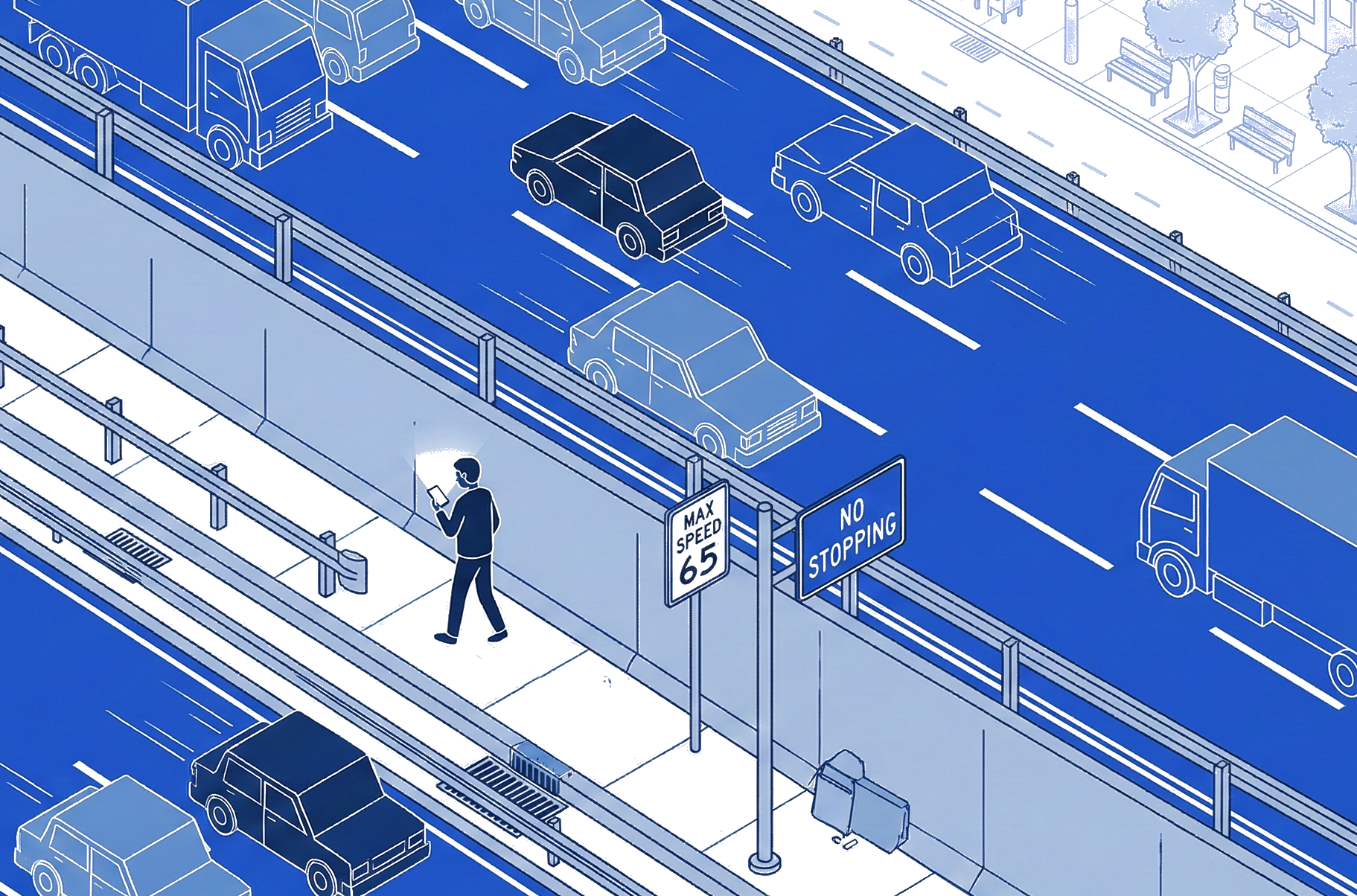 Person following a navigation algorithm's fastest route